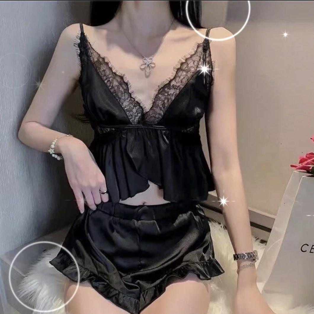 Sex Underwear Sexy Uniform Seduction Suit Women s Summer Two-piece Ice Pajamas One size fits all