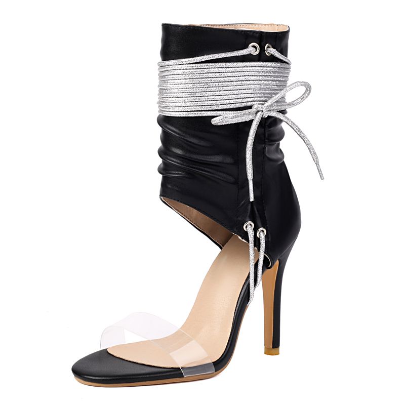 2025 Luxury Sexy Women Sandals Peep Toe Stiletto 10.5cm Lace Up Big Size 45 46 47 48 Fashion Party Shoes Thin Heels
