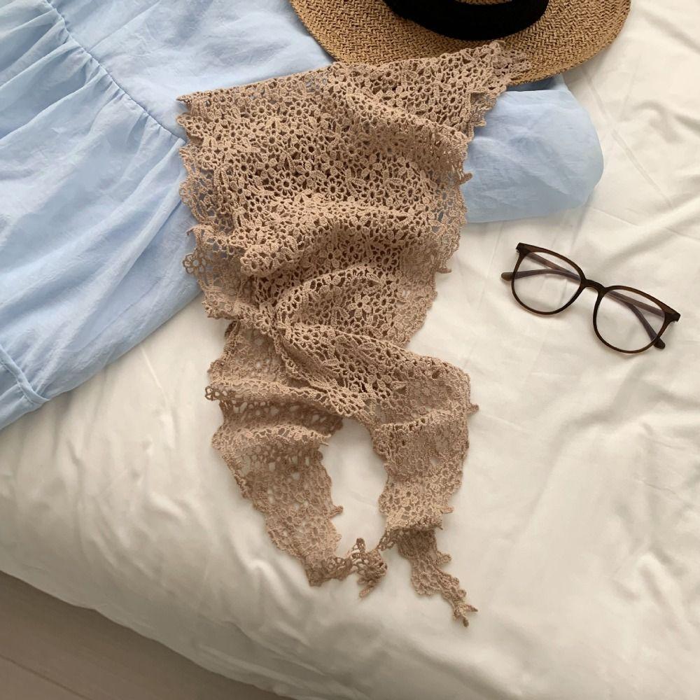 Cape Lace Shawl White Flower Scarves Elegant Hip Scarf  Female