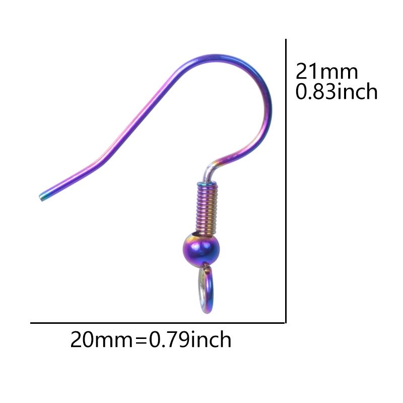 50pcs/Lot Rainbow Ear Hooks For Jewelry Making Earrings Ear Piercing Hoop Stainless Steel Jewelry Findings Wholesale Components