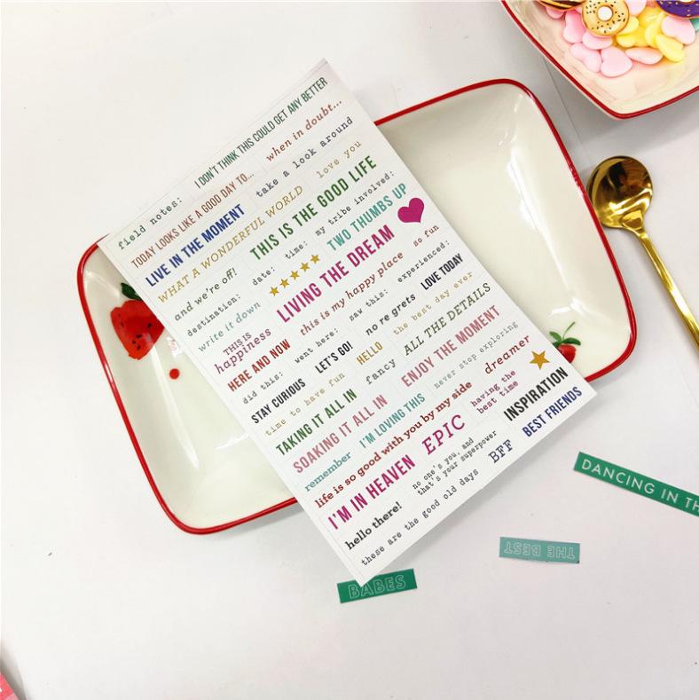 Creative Cartoon Text Stickers for Journals - Simple English Sealing Stickers for Students
