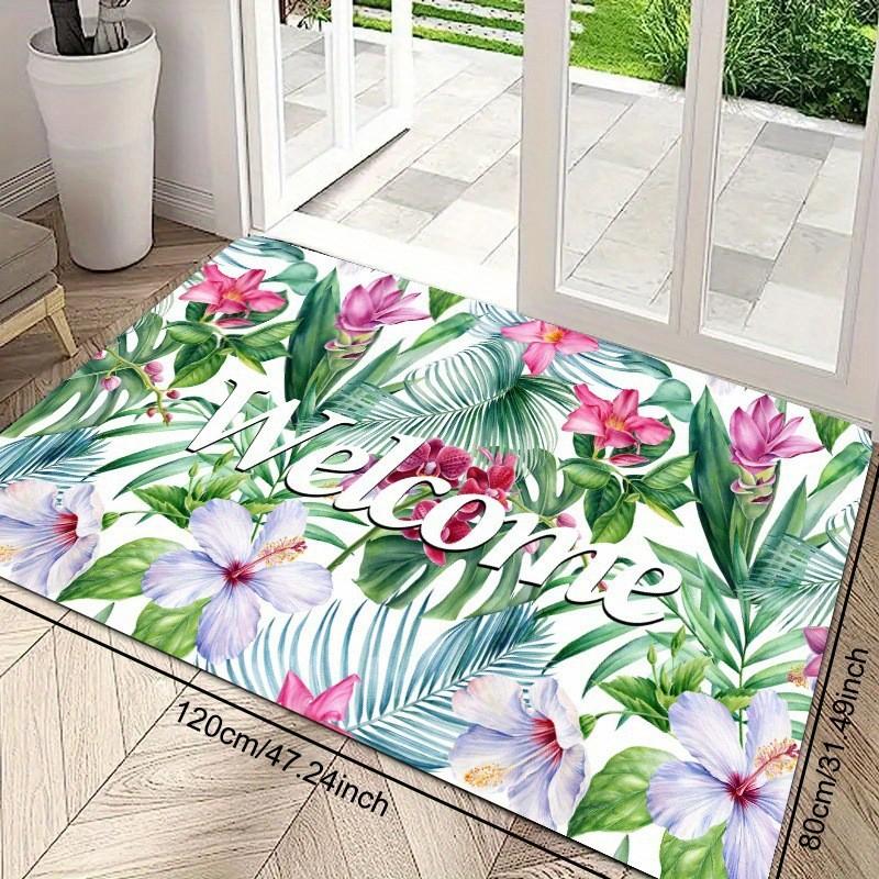Binnen Buiten Vloermat Bloemenpatroon Welkom Entree Entree Antislip Slijtvast 50x80cm 20x31inch