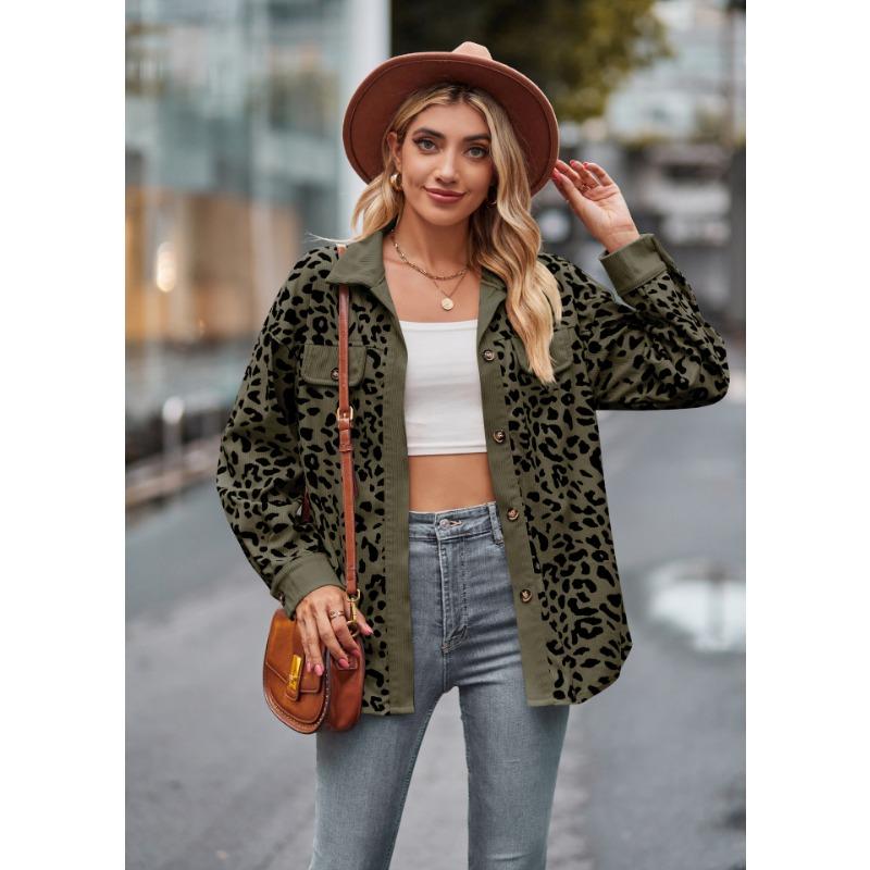 Autumn New Women's Leopard Print Long-sleeved Jacket Coat for Women