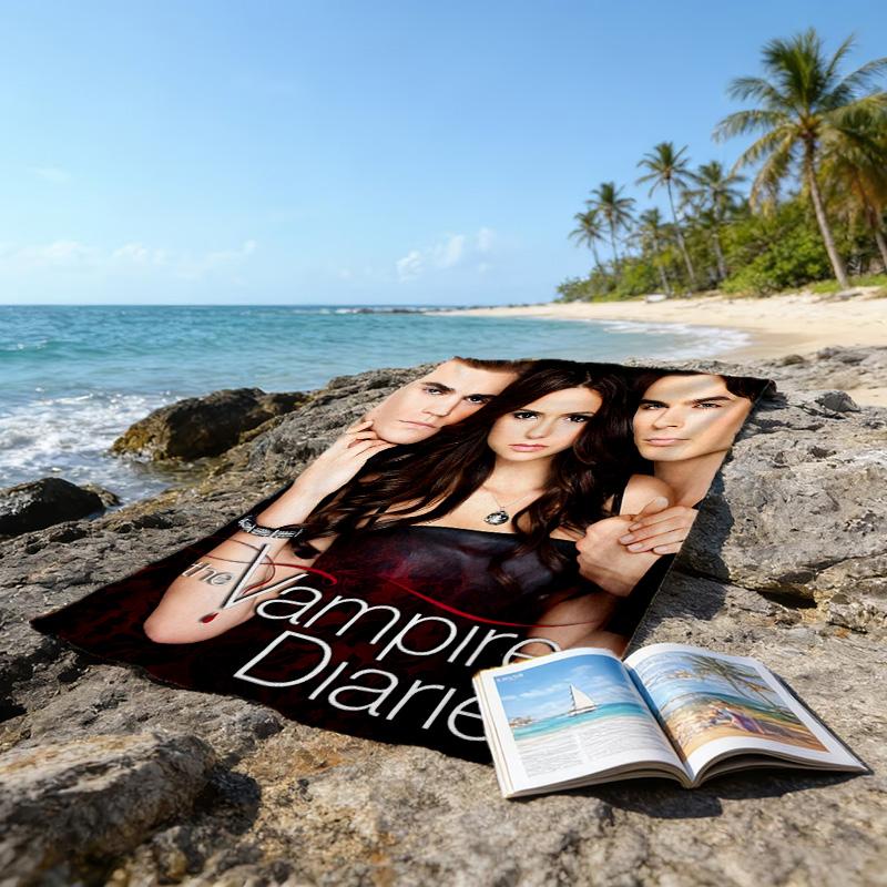 1pc The Vampire Diaries3 Beach Towel, Beach and Seaside Swimming Pool Equipment, Fashion Pattern, Rectangular, Travel Essentials