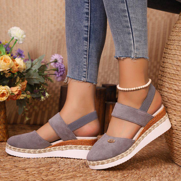 

Plus Size Suede Peep Toe Wedge Sandals with Thick Sole for Women 43