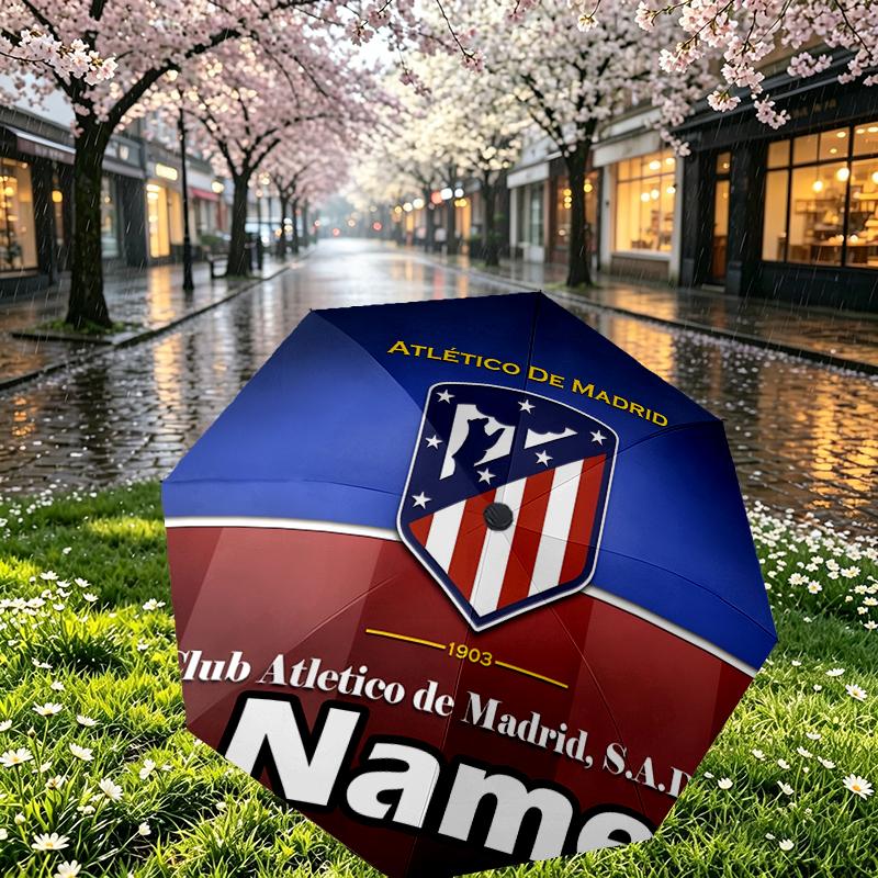 Custom Name Personalized football team Print Umbrella, Auto Open Close, 8‑Rib Sturdy Frame, Commute Camping Hiking Use, Birthday Gift