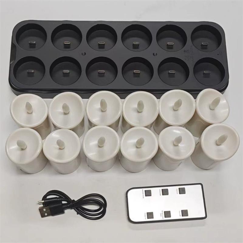 12pcs Rechargeable LED Candles with Remote Control LED Lamp Flameless Christmas Valentine Wedding Church Home Table Decoration