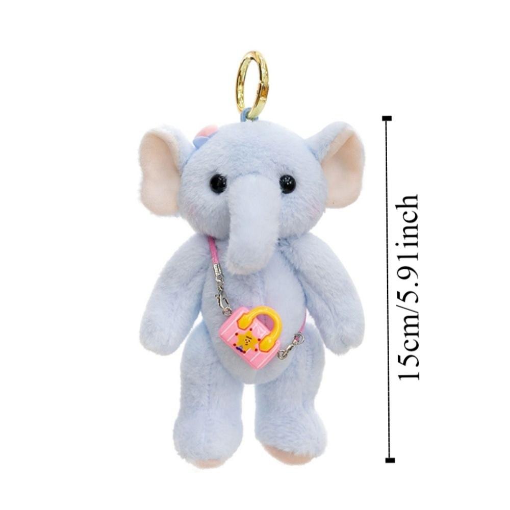 Anti-lost Elephant Plush Toy Cartoon Elephant Plush KeyChain Elephant Backpack Pendant  Bag Pendant