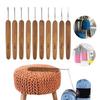 10pcs Crochet Hook Portable Practical Ergonomic Wooden Handle Metal Crochet Needle Knitting Tools