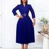 Women's autumn new V-neck fashion temperament elegant pleated skirt dress