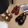 IPPEUM Women Mary Janes Shoes Red 2025 New Ballet Flats Round Toe Pumps