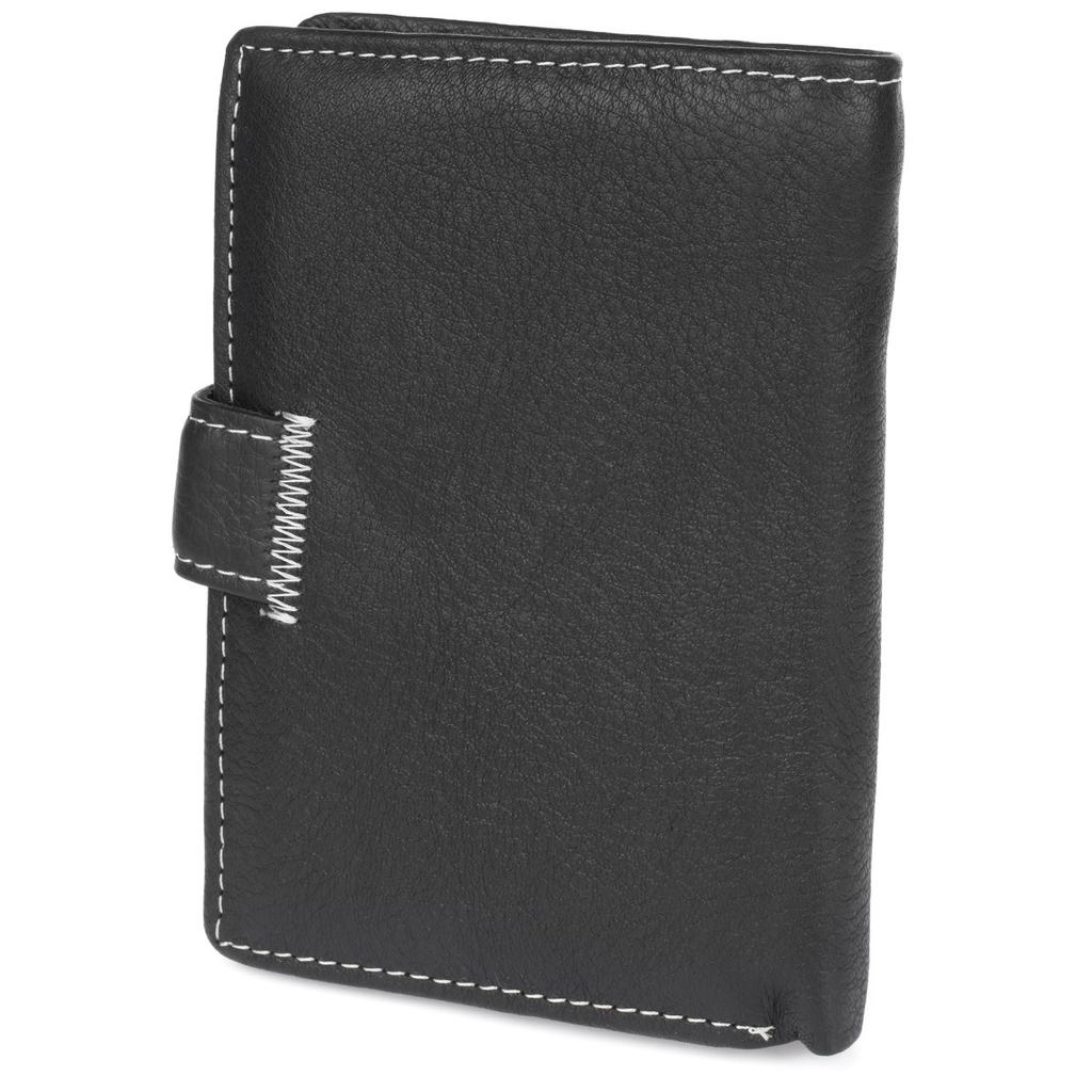 Beltimore Men's Large Vertical Leather Wallet With Clasp, Black, Rfid Premium