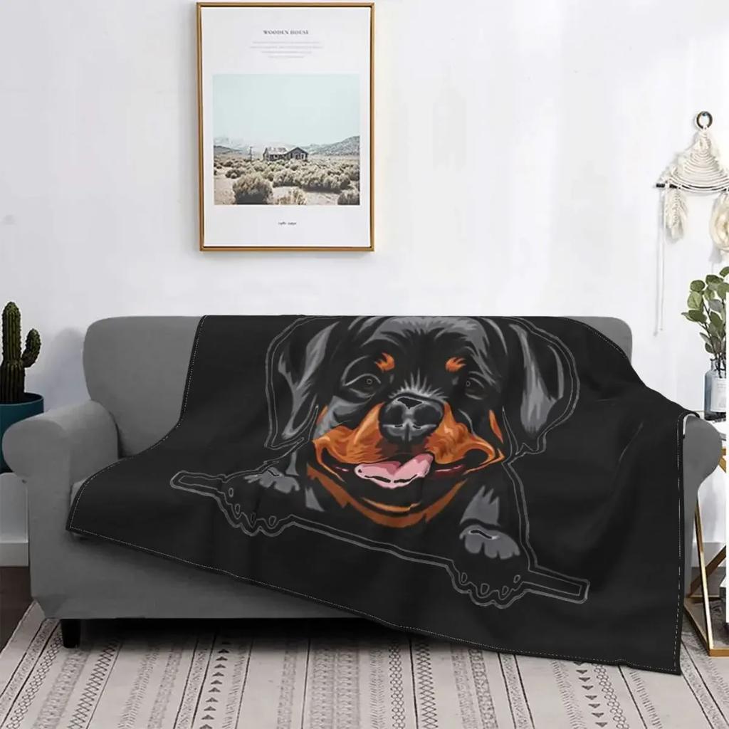 Rottweiler Face Soft Flannel Fleece Warm Pet Butcher Dog Rott Rottie Dog Throw Blanket for Home Bedding Couch Bedspreads