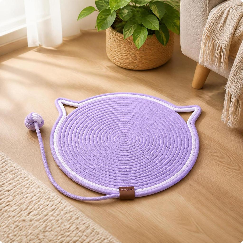 Cat Head Scratching Mat Braided Surface Stitched Edge Pet Supply for Cats, Home
