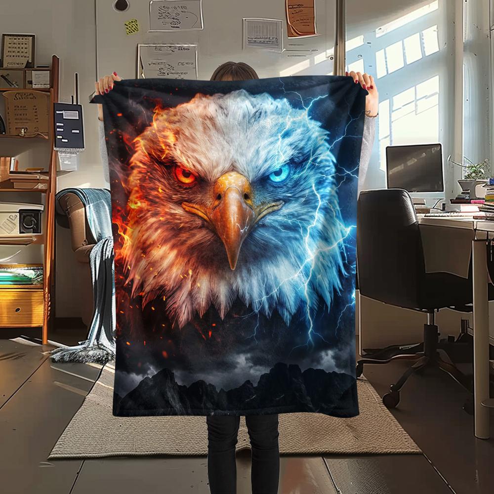 Red Blue Eagle Tiger Leopard Print Flannel Blanket,High quality Comfortable for All Seasons,Home Decor,Warmth and Comfort,Perfect for Christmas Gifts
