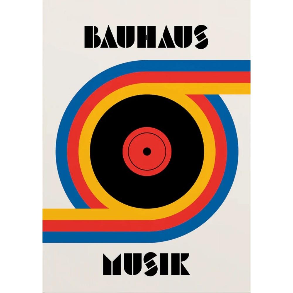 Minimalist Bauhaus Eyes Canvas Print Mid Century Bauhaus Music Vinyl Geometric Wall Art Poster for Modern Living Room Home Decor