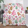 Christmas Gingerbread Man Digital-printed Polyester Bedroom Velvet Flannel Cover Blanket Fleece Soft Cover Blankets for Beds
