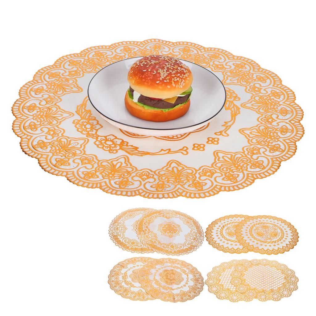 2PCS 38x38cm Table Mats PVC Gold Placemats Cup Mat Coaster for Wedding Party Supplies