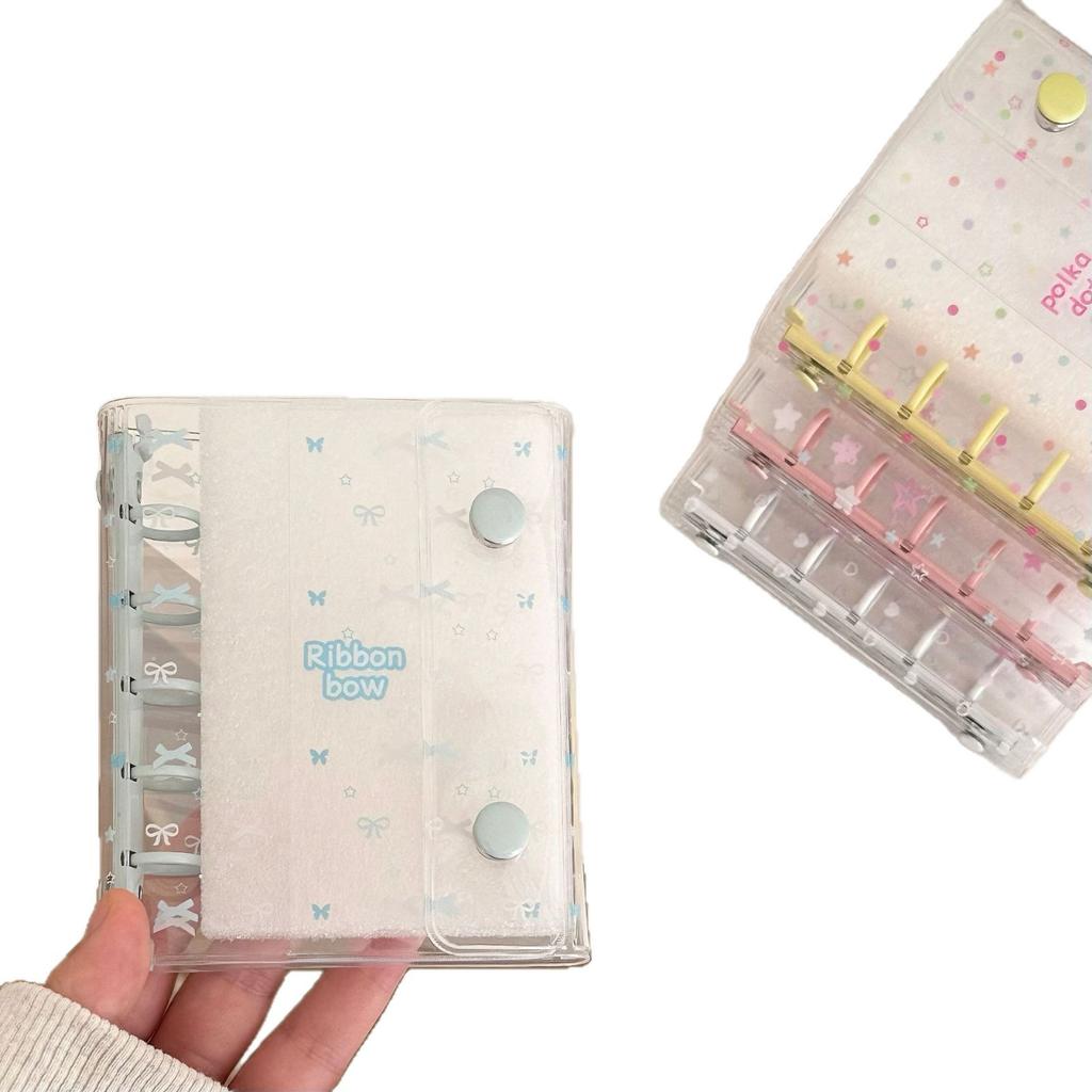 M5 Bow Star Double Buckle Transparent PVC Soft Cover Color Clip Loose Leaf Accessories Diary Notebook Office Supplies