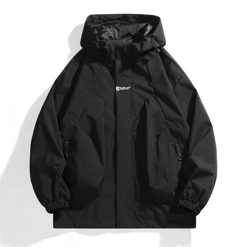 Men's Spring 2024 American Windbreaker: Mountain-Style, Outdoor, Three-Proof, Casual, Loose-Fit Hooded Jacket