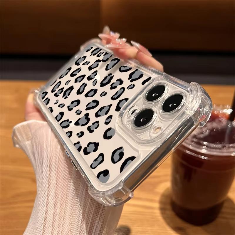 Leopard Print Transparent Phone Case For iPhone 17 Pro Max 11 12 13 14 Plus 15 16 Pro 17 Air X XR XS Soft Bumper Cover