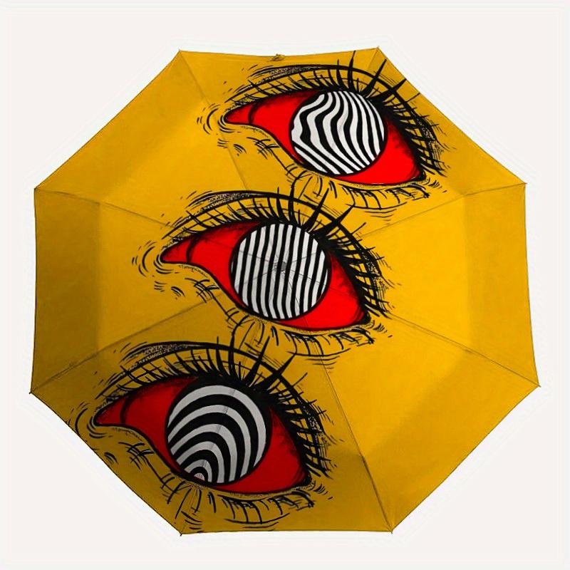 

1pc Abstract_Eye_Design Automatic Folding Umbrella, Portable & Foldable Design with 8 Ribs, Casual Outdoor Accessory yy250805131
