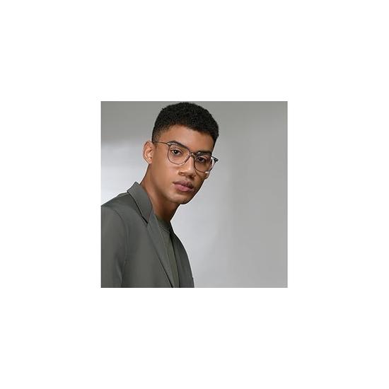 VINCENT CHASE EYEWEAR Zero Power Bluecut & Antiglare Computer Glasses | Gray Transparent Full Rim Square | For Men & Women | VC E000273