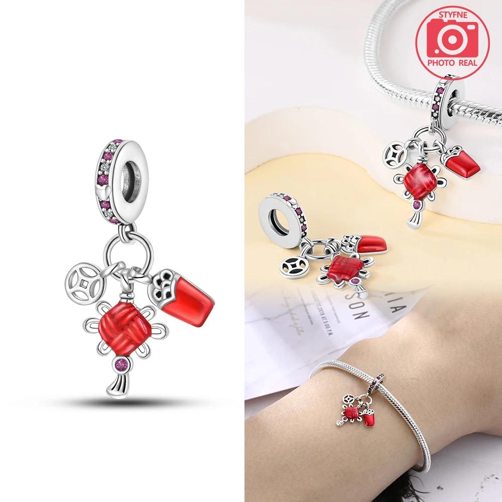 Copper Colors Charms Red Lantern Beads For Dangle Pendant Bead Jewelry Beads  New Gifts For Women