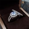 2pcs/set Aesthetic Engagement Rings Female Shiny Crystal CZ Chic Bridal Wedding Accessories Delicate Women's Jewelry Gift