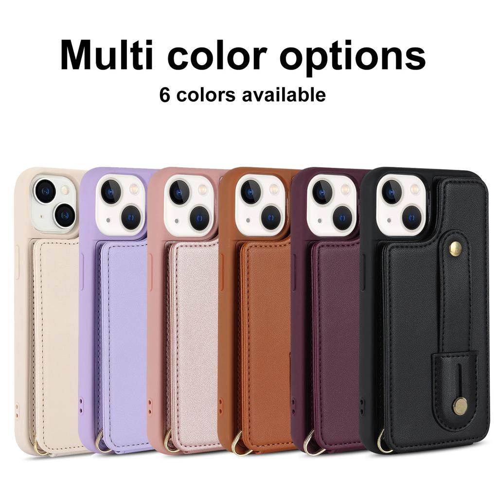 Crossbody Wristband Wallet Leather Cards Solt Case for iPhone 17 16 Pro Max 15 14 12 13 XS Plus SE 2022 Pocket Purse Lanyard Bag