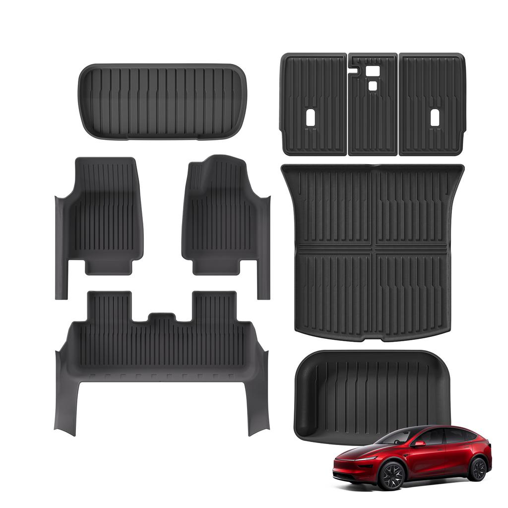 Smabee for Tesla Model Y 5seats Juniper 2025 2026 Launch TPE 3D Car Floor Mats Cargo Liner Trunk Mats Backrest Pad Protection