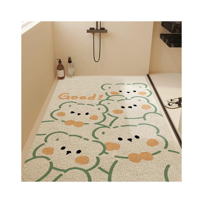 Cartoon Cute Fun Bathroom Floor Mat Household Hollow Dirt-Resistant Wear-Resistant Silk Ring Floor Mat Shower Room Non-Slip Easy To Take Care Of Floor