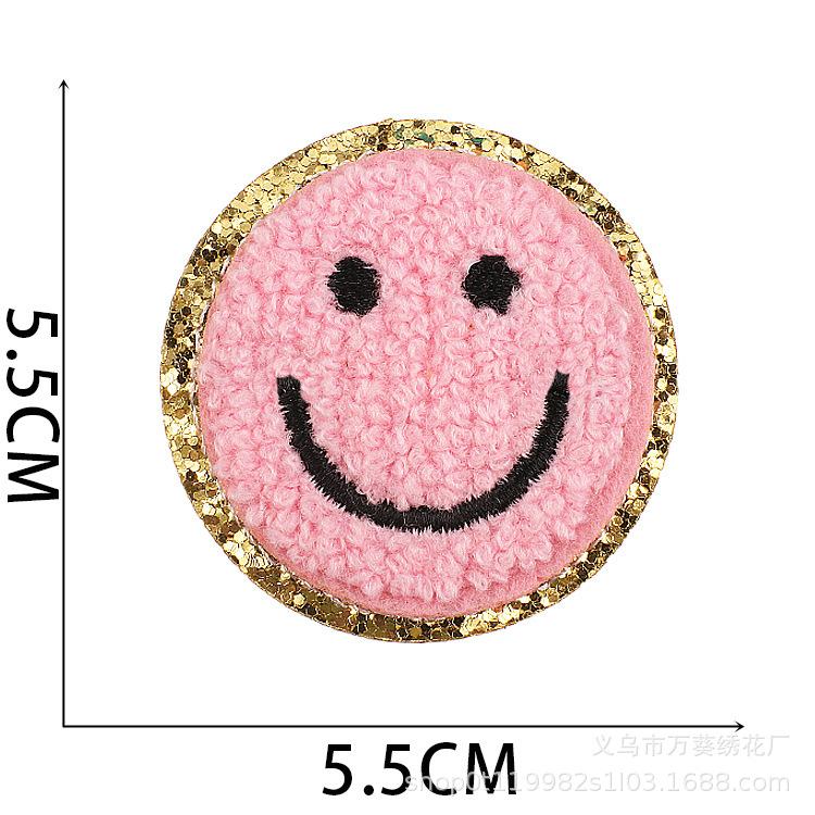 Cross-Border Smiley Face Embroidery Cloth Sticker Towel Embroidery Lightning Patch Sticker Ironing Greet Computer Embroidery Chapter Boy Love Sticker