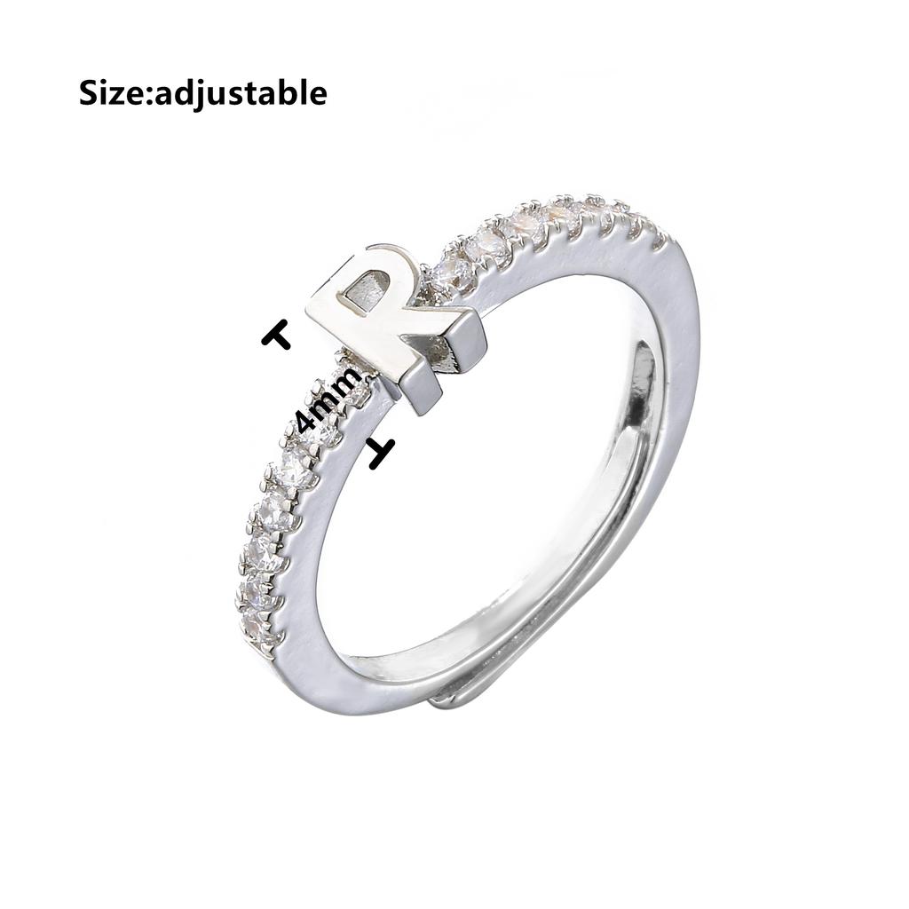 Women Classic Simple Opening Initial Letter Ring Fashion Party Jewelry Gift