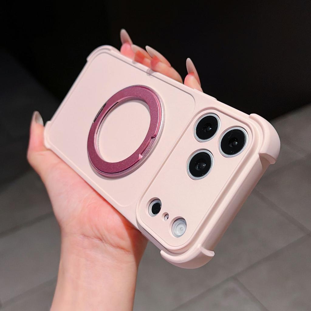 Applicable To iPhone17Pro Mobile Phone Case Matte Rotating Magnetic Suction Bracket Apple 16 Oil Injection Four Corners Anti-drop Case