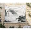 Misty Waterfall Ink Painting Art Tapestry