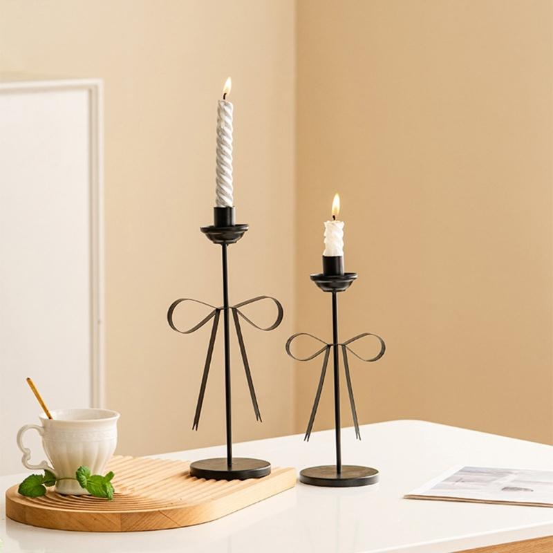 Decorative Candle Stands Iron Taper Candle Holders Bowknot Candlestick Holders for Wedding,Dinning,Party Decorations