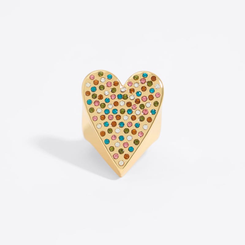 BIMBA Y LOLA Multi-Crystal Gold Heart Ring B246AIR008PKD
