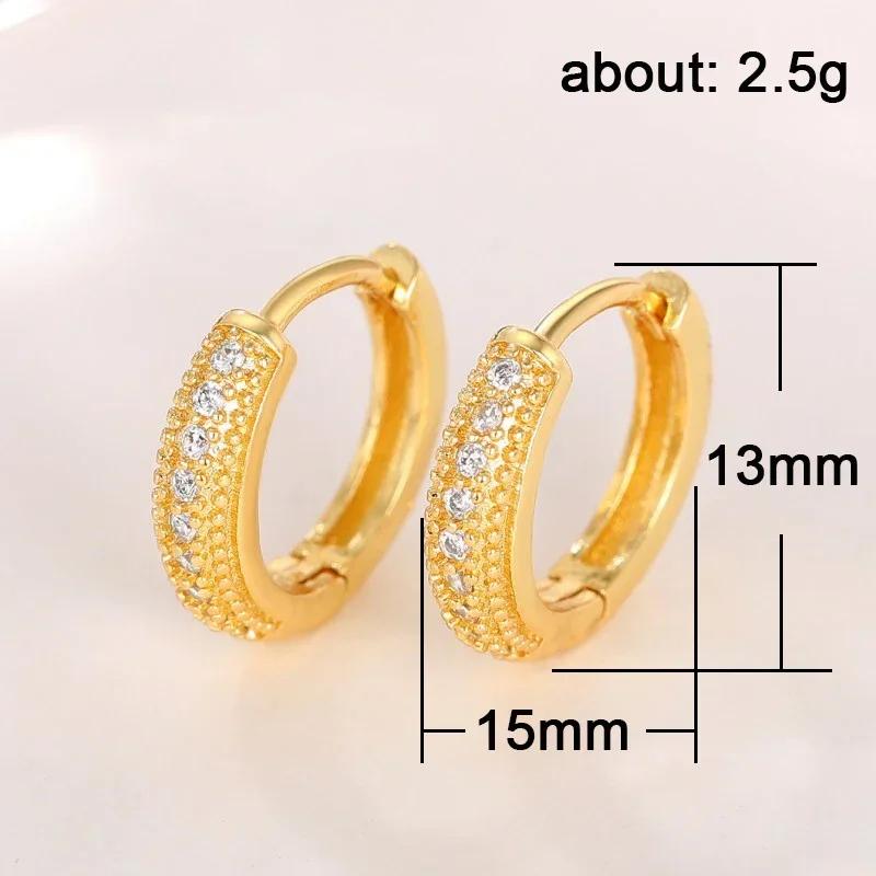Fashion Versatile Gold Color Cubic Zirconia Hoop Earrings For Women Simple Stylish One-Line Girls Jewelry Accessory
