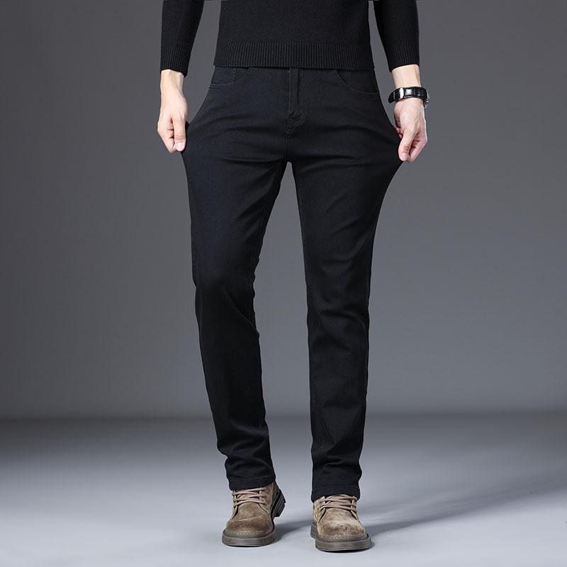 Черные джинсовые брюки для мужчин Летние легкие свободные прямые брюки Повседневные брюки нового стиля 40 чёрный
