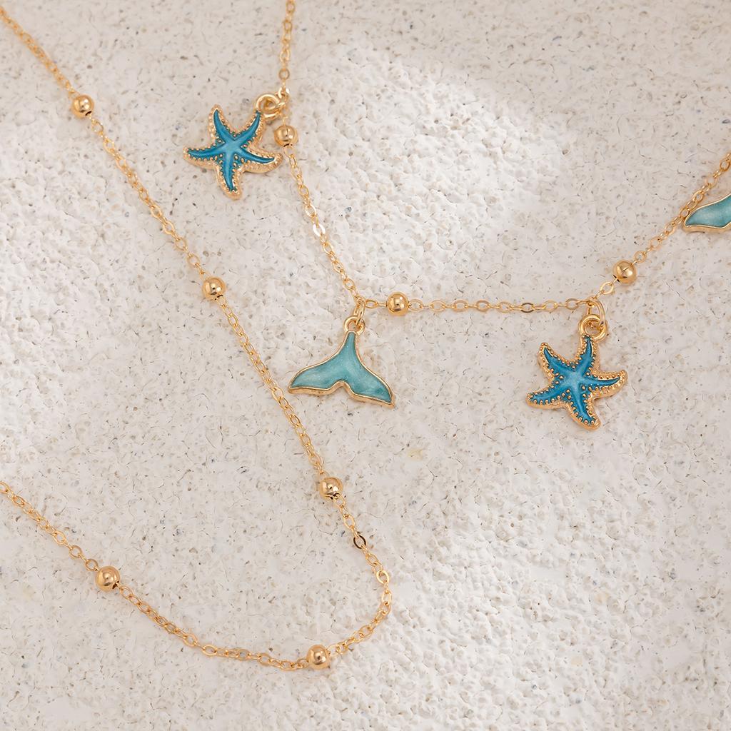 2Pcs/Set Boho Fishtail Starfish Pendant Waist Chain Women Sexy Bikini Multilayer Belly Chain Summer Beach Body Jewelry