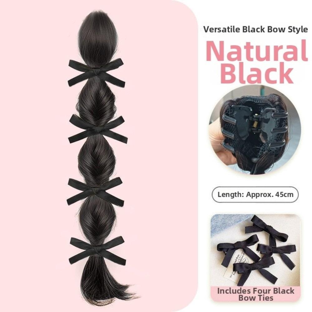 Hair Band Bow Braided Bubble Braids Wig 40cm Ponytail Hairpieces Party