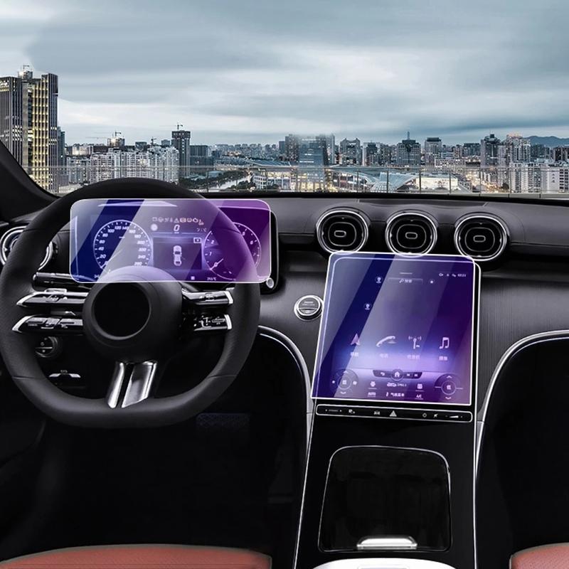 Efficientt-2 Pcs Car GPS Navigation Screen Film trument Tempered Glass Protective Film For Mercedes Benz C-Class W206 +