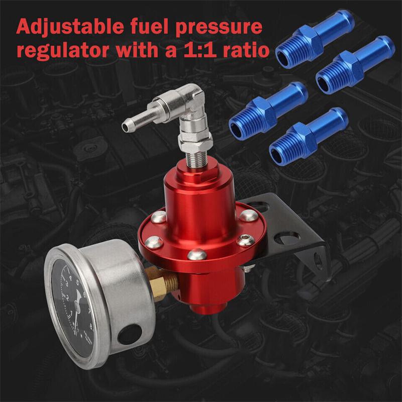 Adjustable Fuel Pressure Regulator Car Accessories Vehicle Refitting Fuel Supercharger Aluminum Universal With Gauge Kit