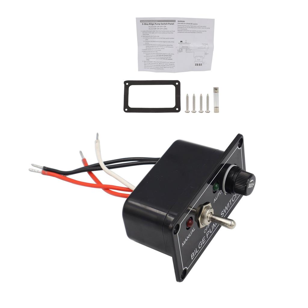 12V Toggle Switches Panel for Yacht Campers Truck Boat 3 Way Fused Marine Bilge Pump Switches Panel with LED Indicator