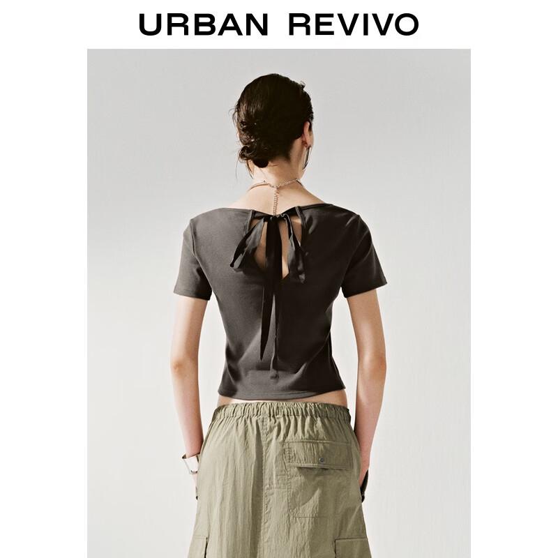 UR Women's Embroidered Lace-Up Short Sleeve T-Shirt