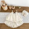 Summer Baby Girl Polka Dot Camisole Bud Top And Shorts Set Sweet Infant 100 Days First Birthday Photo Outfit Two Piece