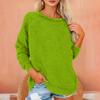 Women's Fashionable Solid Color Round Neck Long Sleeved Plush Warm Pullover Top