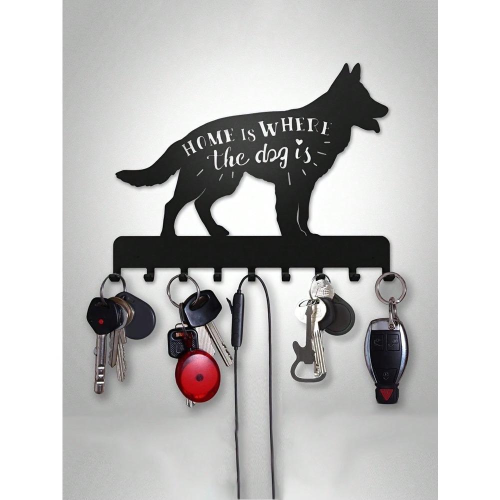 

Black Metal Dog Shape Hook with Home Is Where the Dog Is Sign, Wall Mounted for Hanging Towels, Leashes, Pet Room, Entryway Decor TY6310