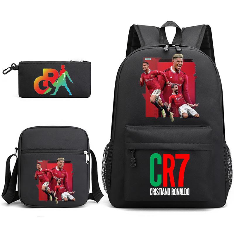 2023C Luo Surrounding Character Printed Backpack Three-piece Student School Bag + Shoulder Bag + Pencil Case Set